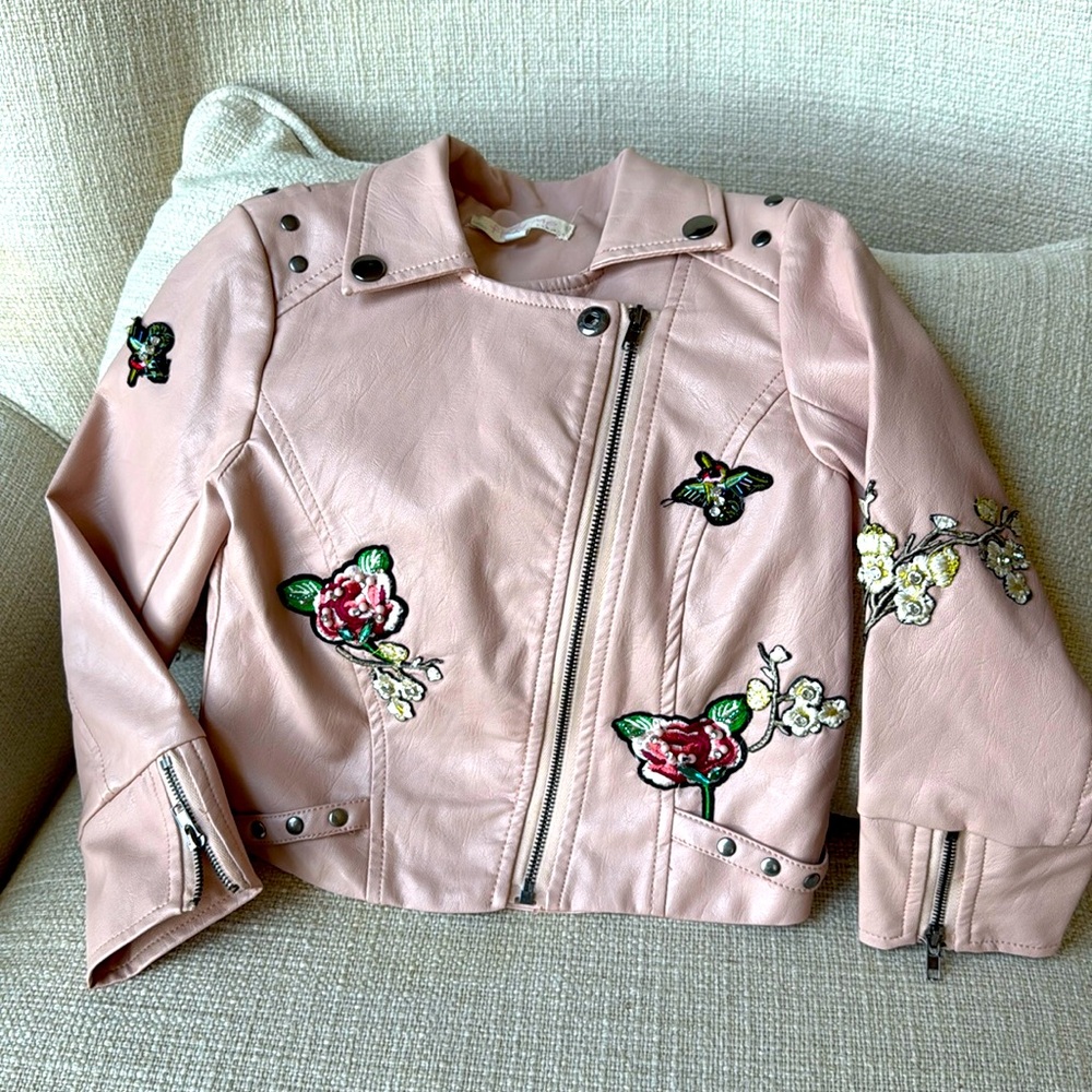 Nordstrom Truly Me Pink Bomber Jacket with appliqué